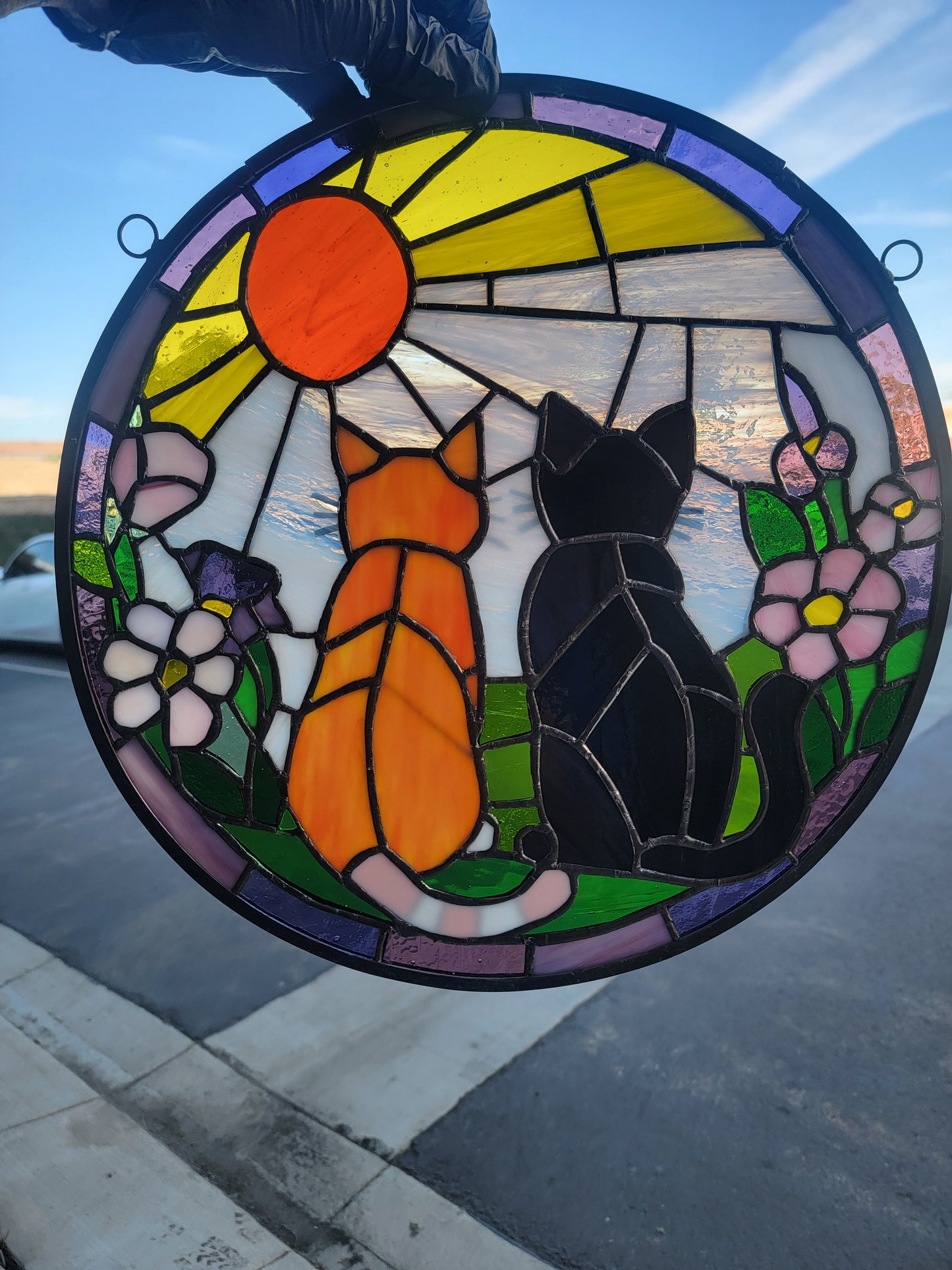Circular stained glass suncatcher