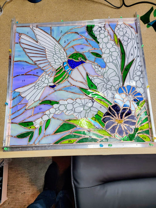 Handcrafted stained glass window panel