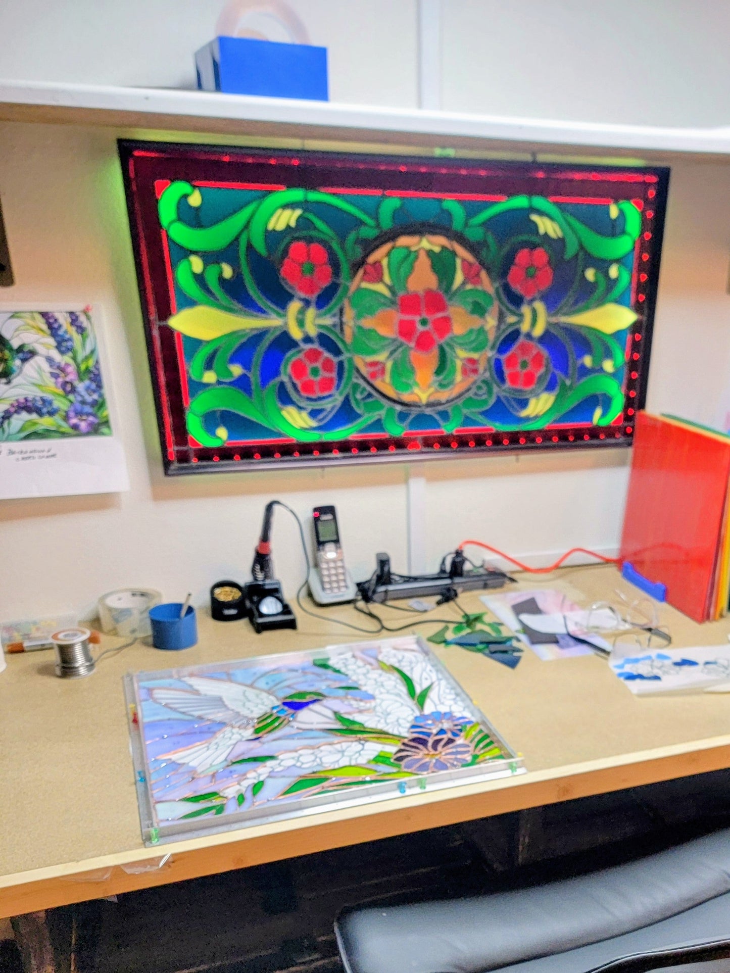 Handcrafted stained glass window panel