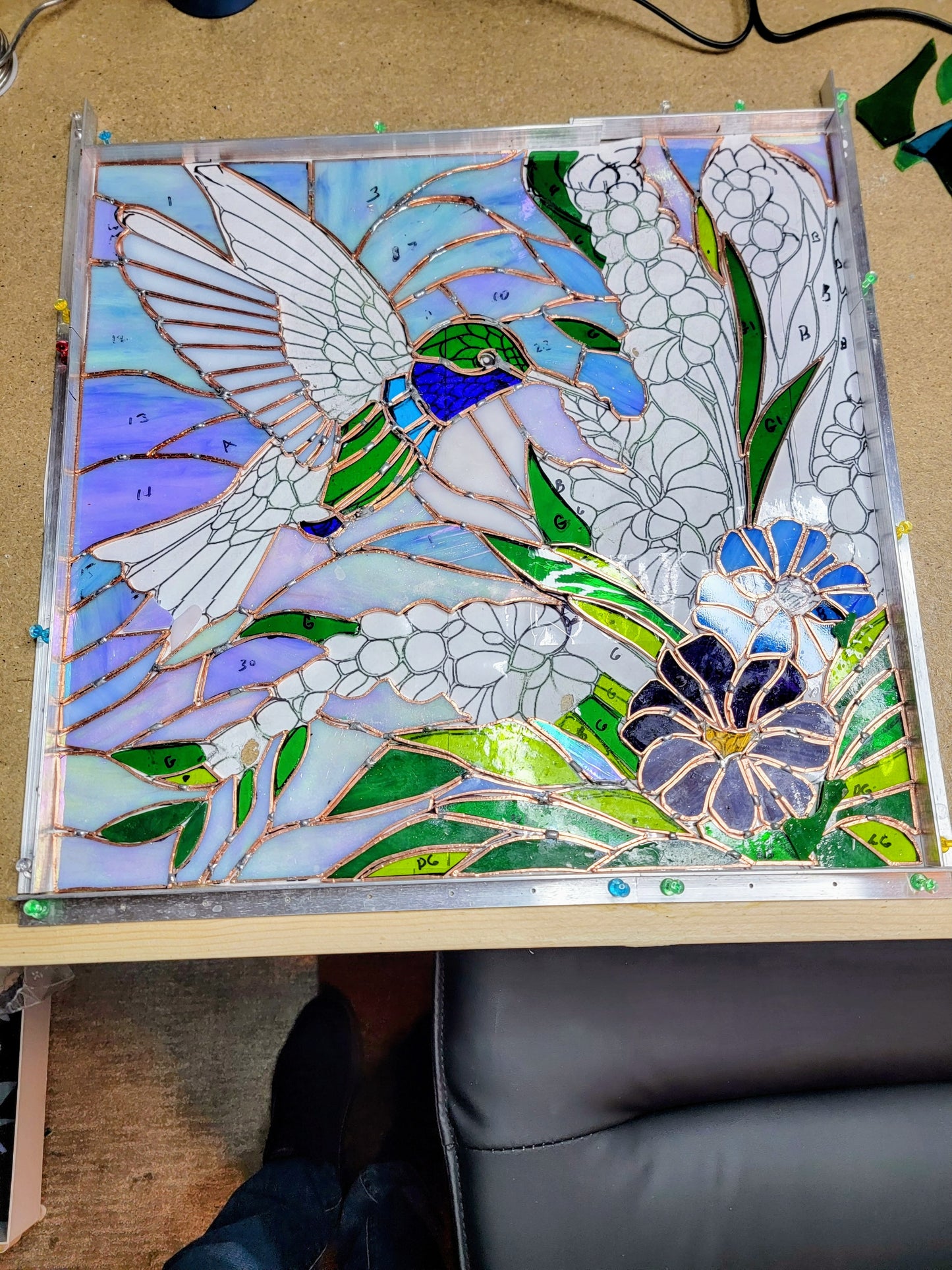 Handcrafted stained glass window panel